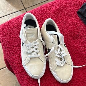 Converse Cream and Black Lace-Up Sneakers